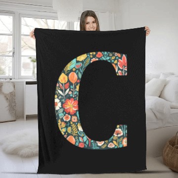 Discover initial monogram floral letter C colorful Garden flowers Fleece Blankets