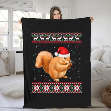 Discover Squirrel Pet Funny Ugly Sweater xmass Animals Christmas Squirrel Lover Fleece Blankets