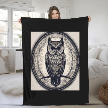 Discover Owl Pet Shadowed Owl Silent Night Observer Fleece Blankets