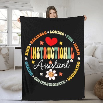 Discover Instructional Assistant Team 100th Day School Teacher Aide 3 Baseball Tees Fleece Blankets