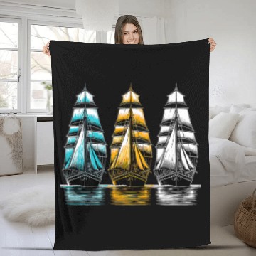 Discover Sailing Ships s I saw three ships Christmas Carol Fleece Blankets