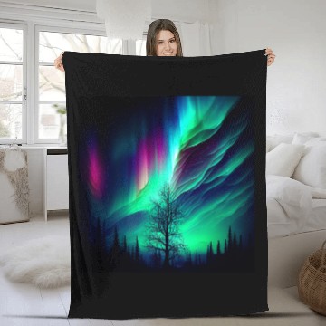 Discover Northern Lights Aurora Borealis 2 Fleece Blankets