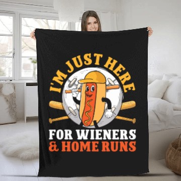 Discover Just Here For Wieners and homes Runs Funny Baseball Fleece Blankets