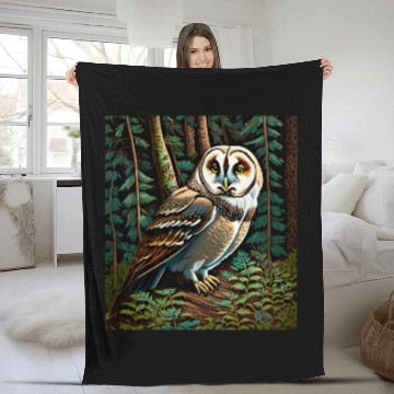 Discover Owl Pet Barn Owl in a Dark Forest Fleece Blankets