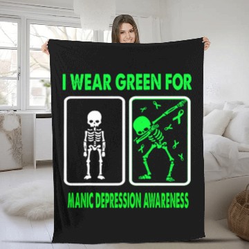Discover Skeletons I Wear Green For MANIC DEPRESSION Awareness Baseball Tees Fleece Blankets