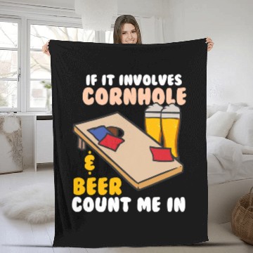 Discover Beer Fun If It Involves Cornhole Beer Count Me In Baseball Tees Fleece Blankets