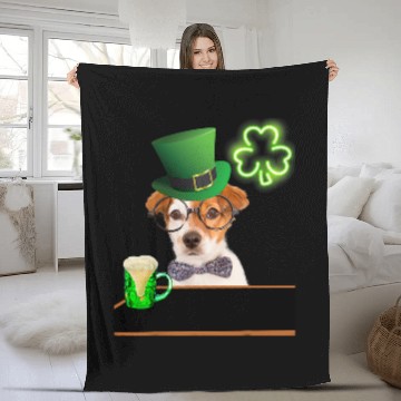 Discover Beer Fun Jack Russell St Patricks Day Irish Green Beer Hat Baseball Tees Fleece Blankets