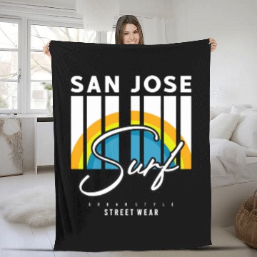 Discover San Jose Surf Vibes Ride the Silicon Waves Fleece Blankets