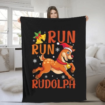 Discover Run Run Rudolph Christmas 5K 10K Holiday Team Running Baseball Tees Fleece Blankets