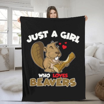Discover Just A Girl Who Loves Beavers 1 Fleece Blankets