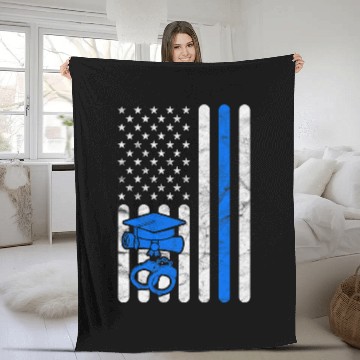 Discover Police Academy Graduation Him Her Exam American Flag Fleece Blankets