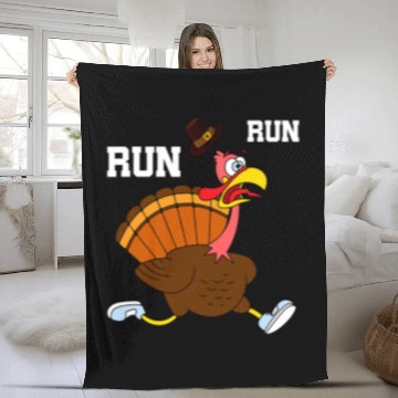 Discover Turkey Run Costume Thanksgiving Running Turkey Trot Fleece Blankets