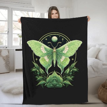 Discover Luna Moth Insect Lover Witchy Aesthetic Moon Fairycore Fleece Blankets