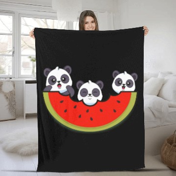 Discover Panda Pet Watermelon Funny Watermelons Fruit Lover Graphic Fleece Blankets