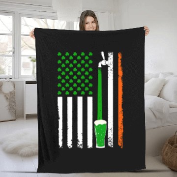 Discover Beer Fun Green Beer American Flag St Zip Fleece Blankets