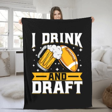 Discover Beer Fun Fantasy Football Trophy Draf Beer and Draft Fleece Blankets