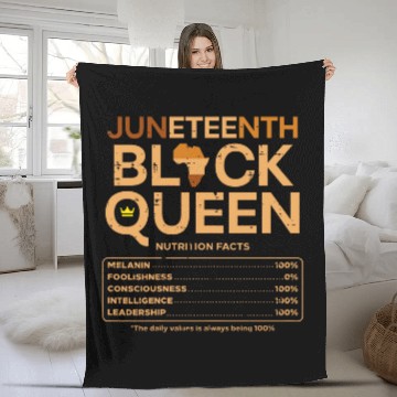 Discover Juneteenth Black Queen Melanin Nutrition Matching Mom Mama Fleece Blankets