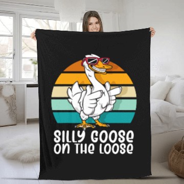 Discover Silly Goose on the Loose Funny Silly Person Goose Lover Fleece Blankets