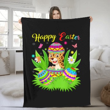Discover jaguarss Happy Easter Day jaguarss Funny Easter Bunny Eggs Hunt Fleece Blankets
