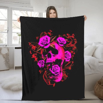 Discover Sarcastic Beautiful Adversity Skull And Roses Tattoo Design Fleece Blankets