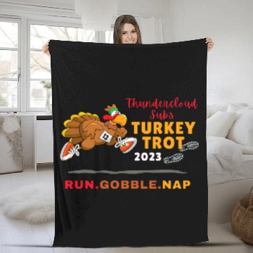 Discover Turkey Trot Thanksgiving Marathon Running Thunder Cloud Subs Fleece Blankets