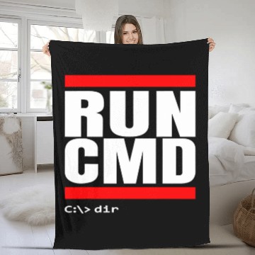 Discover RUN CMD Command Line Shell IT Admin Nerd Geek Sysadmin dir Zip Fleece Blankets