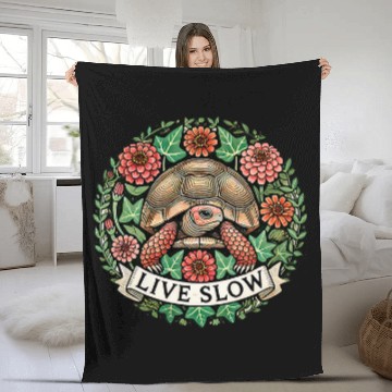Discover Turtle Pet Live Slow Cute Box Turtle Illustration Baseball Tees Fleece Blankets
