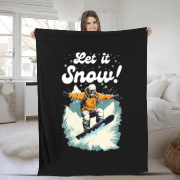 Discover Ski Let it Snow Snowboard Vacation Snowboarder Mountain Zip Fleece Blankets