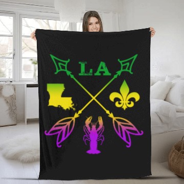 Discover Louisiana arrow New Orleans Mardi Gras Baseball Tees Fleece Blankets