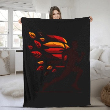 Discover Road Runner Fall Vibes Running Through Fiery Autumn Leaves Fleece Blankets