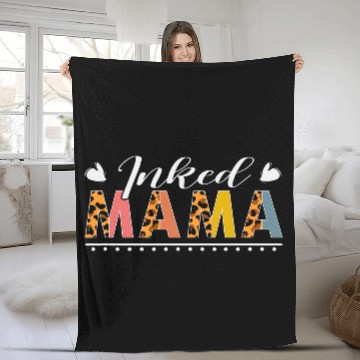 Discover Inked Mama Tattoo Leopard Print vintages Mothers Day Fleece Blankets