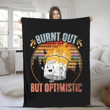 Discover Retro Burnt Out But Optimistic Marshmallow Fan Camping Humor Fleece Blankets
