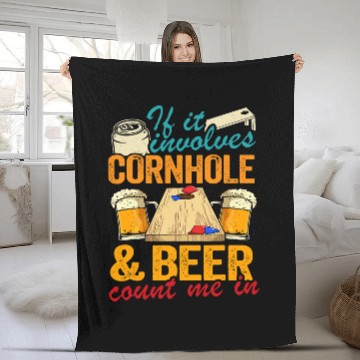 Discover Beer Fun If It Involves Cornhole And Beer Count Me In Funny Cornhole Baseball Tees Fleece Blankets