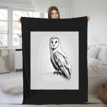 Discover Owl Pet Barn Owl Dark Night Hunter Drawing Fleece Blankets