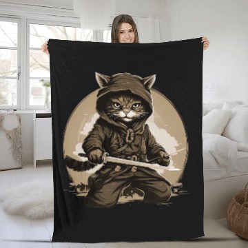 Discover Japanese samurai cat tattoo kawaii ninja cat 16 Baseball Tees Fleece Blankets