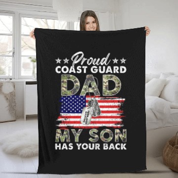 Discover Proud Coast Guard Dad My Son Has Your Back Proud USCG Fleece Blankets