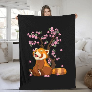 Discover Panda Pet Kawaii Red Panda Japanese Cherry Blossom Baseball Tees Fleece Blankets