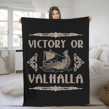 Discover Victory or Valhalla Vikings Warriors Northmen Baseball Tees Fleece Blankets