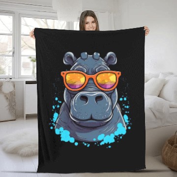Discover Hippo Pet Zookeeper Zoo Crew Wild Print African Safari Squad Hippo 1 Fleece Blankets