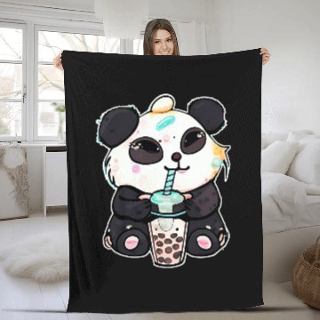 Discover Panda Pet Boba Tapioca Pearls Bubble Milk Tea Drink Panda Lover 3 Fleece Blankets