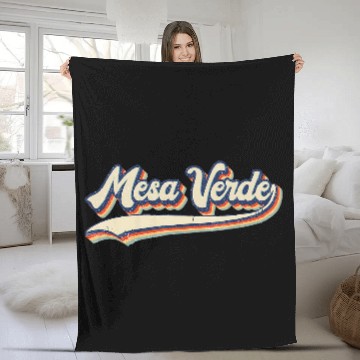 Discover Mesa Verde National Park Retro vintages Hiking Fleece Blankets