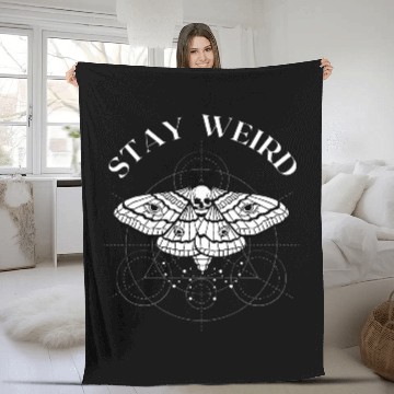 Discover Stay Weird Skeletons Skull GothicBiker Tattoo Inspired Zip Fleece Blankets