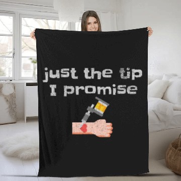 Discover Just the Tip I Promise Funny Tattoo Needle Design 9 Fleece Blankets