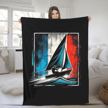 Discover Mens Single Handed Sailing France Flag Male Sailor Fleece Blankets