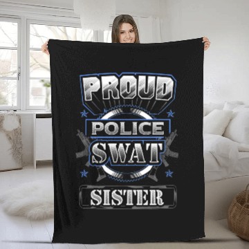 Discover Proud Police SWAT Sister Graphic Fleece Blankets