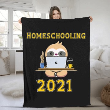Discover Sloth Pet Homeschooling Student Sloth Saying Homeschool Zip Fleece Blankets