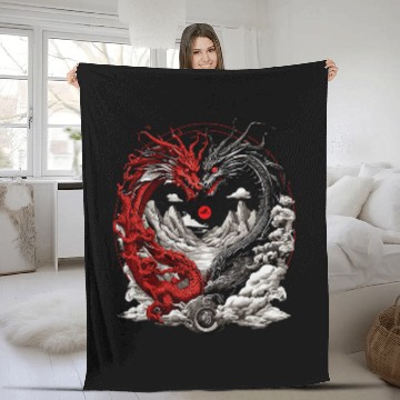 Discover Dragon Pet two dragons facing off dragon yingyang 2 Fleece Blankets