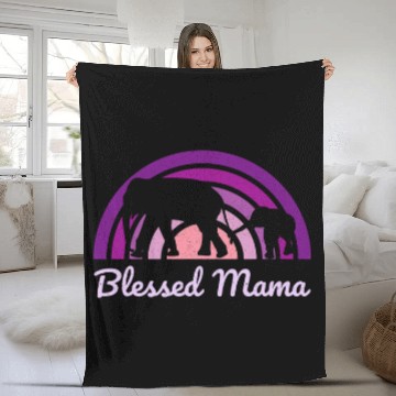Discover Elephant Pet Blessed Mama Rainbow Elephant Mother Lavender Purple Fleece Blankets