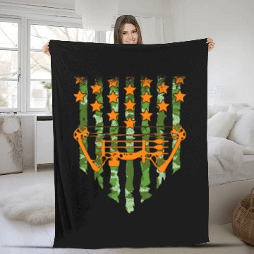 Discover Mens Compound Bow Deer Hunting Hunter Us American Flag Camo Fleece Blankets