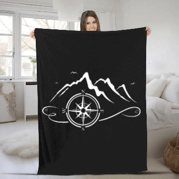 Discover Mountains with compass for hiking cycling and mountaineering Fleece Blankets
